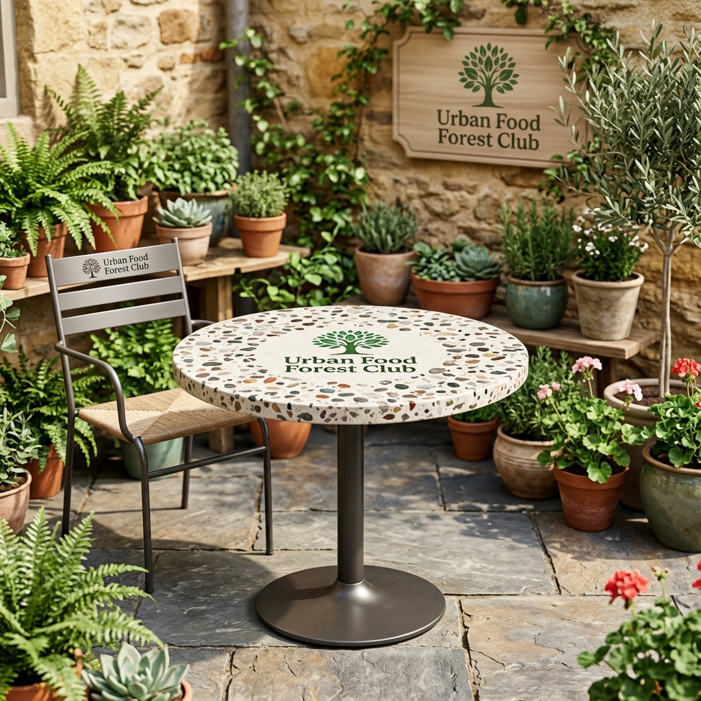 Artisan Ceramic Terrazzo Round Garden Table