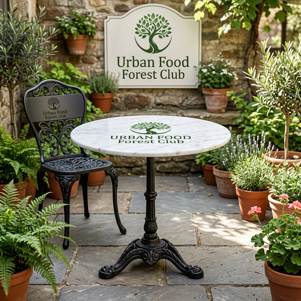 Cast Iron Parisian Cafe Table with White Marble Top