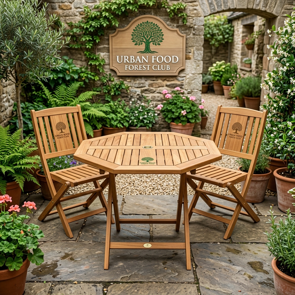 Teak Wood Octagonal Folding Garden Table (90 cm)