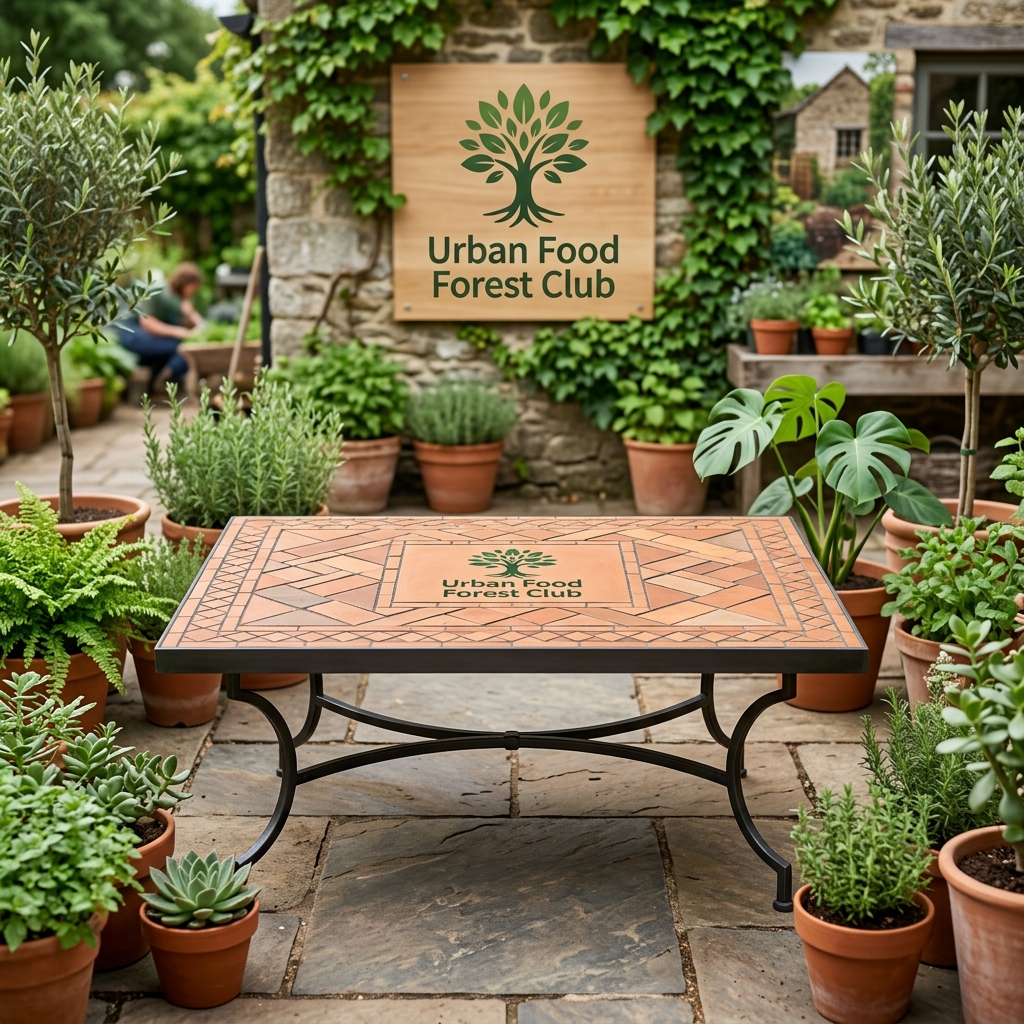 Bespoke Terracotta Inlay Coffee Table with Iron Base