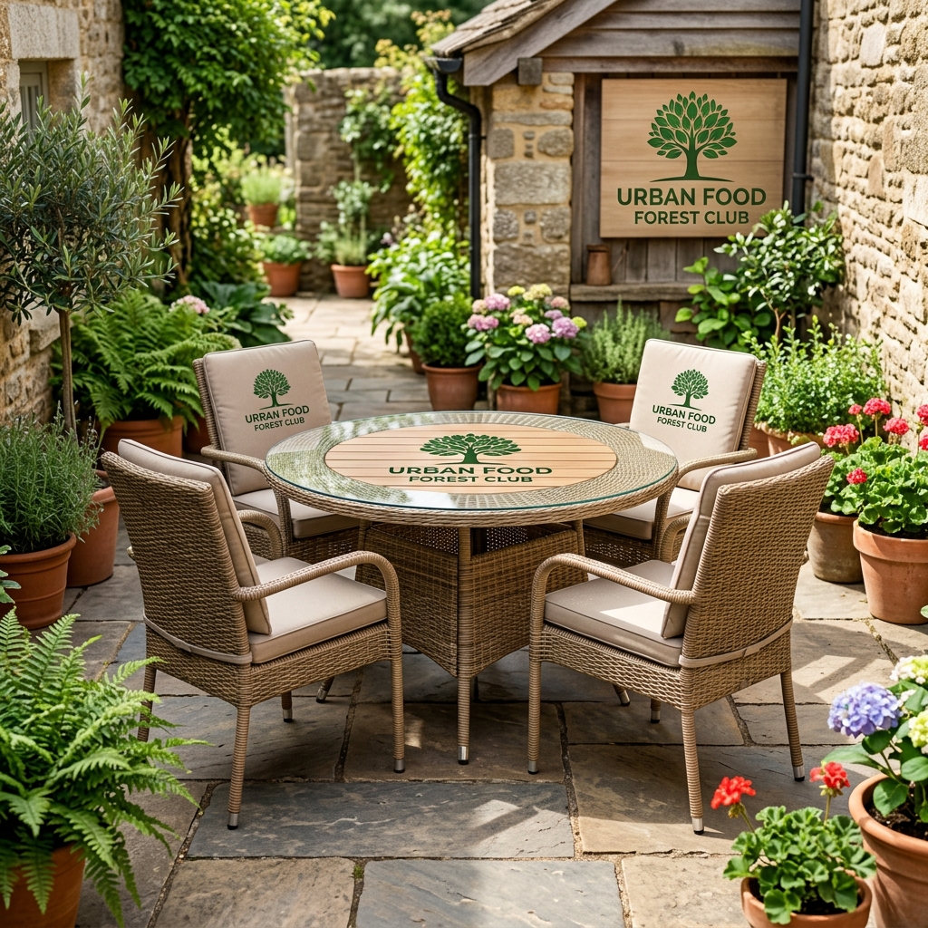 Rattan Wicker Glass-Top 4-Seater Dining Suite