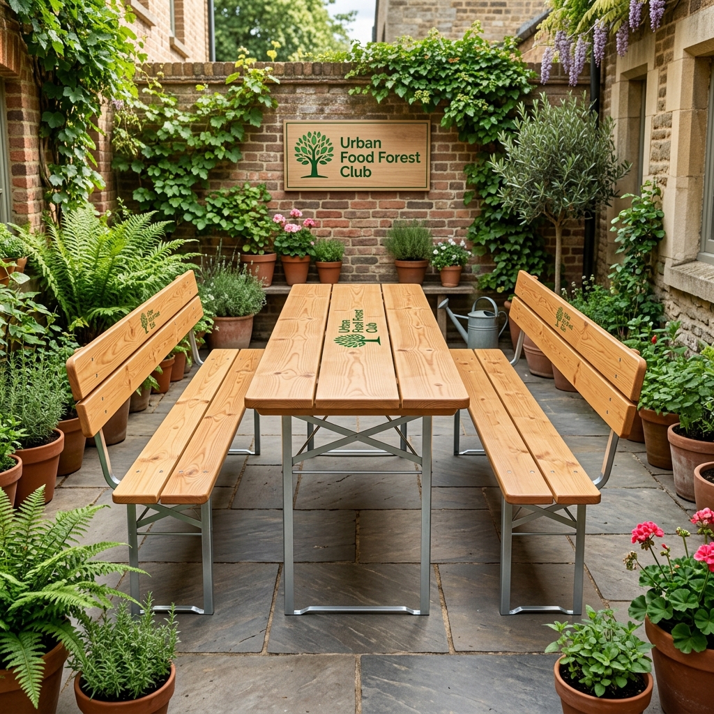 Foldable Beer Garden Bench & Table Set (Bavarian Farm Style)