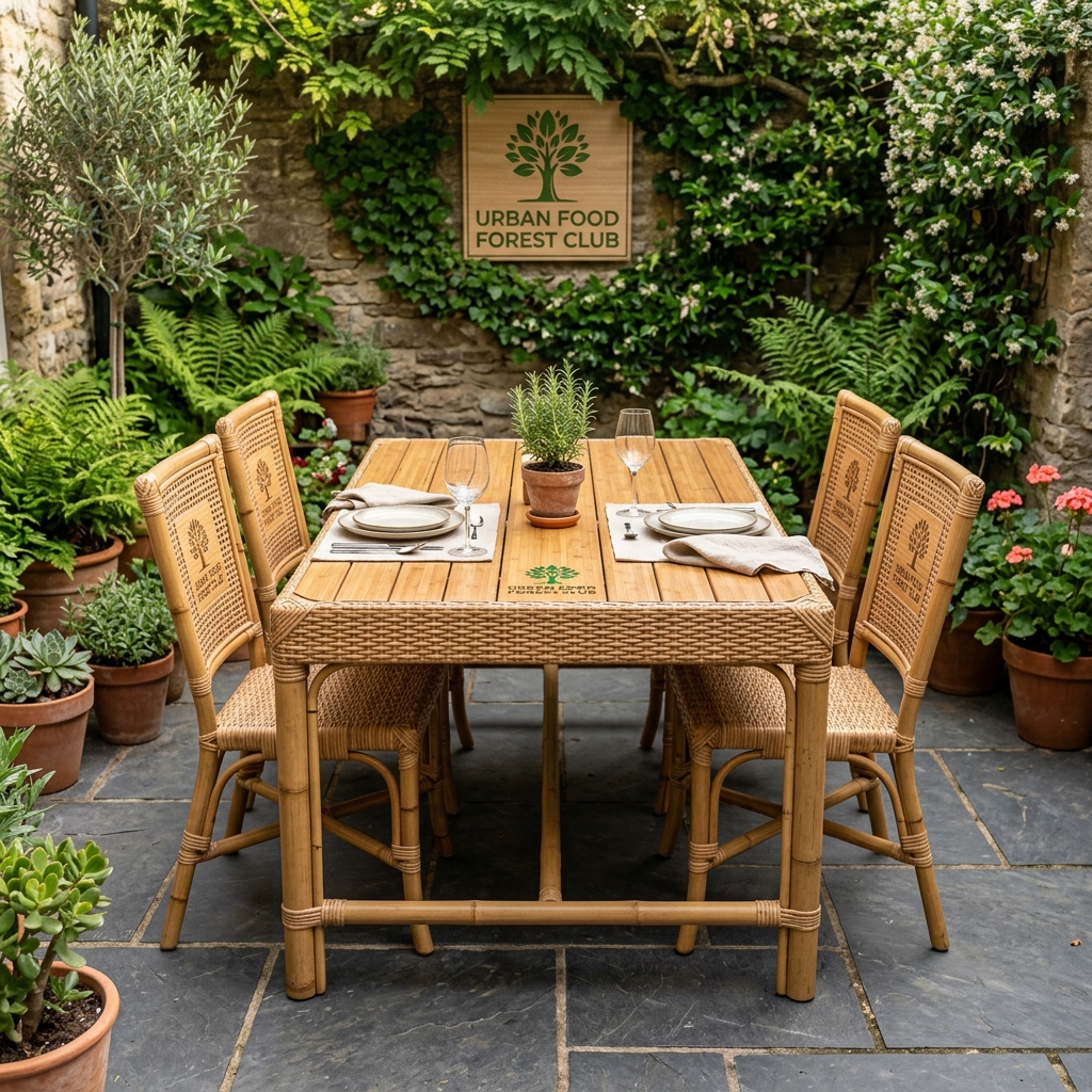 Handcrafted Rattan & Bamboo Outdoor Dining Table