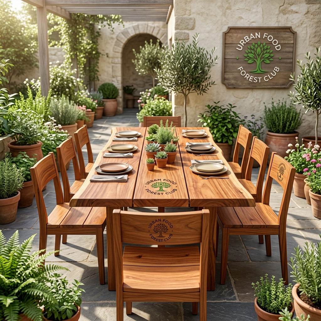 Neem Wood Rustic Communal Farm Table (8-Seater)