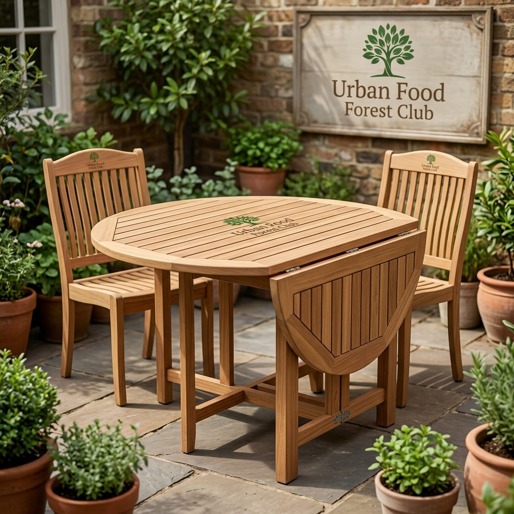 Solid Teak Drop-Leaf Round Dining Table (120 cm)