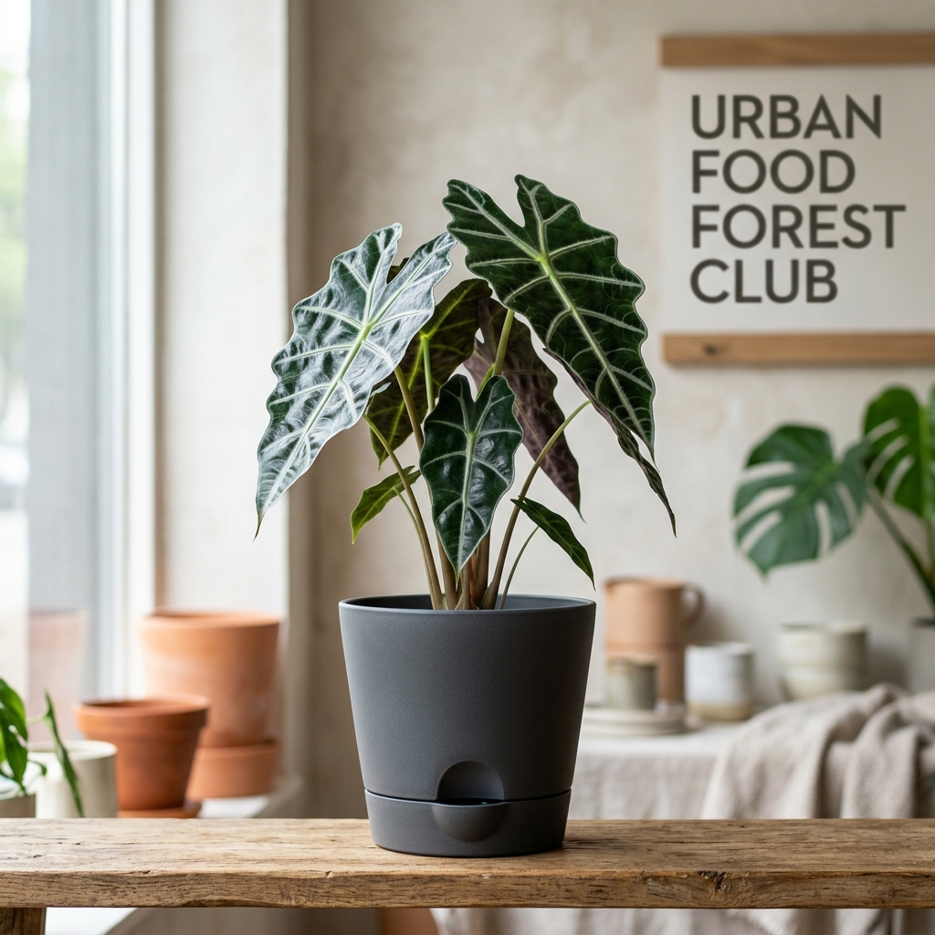 Alocasia Polly with Self-Watering Pot