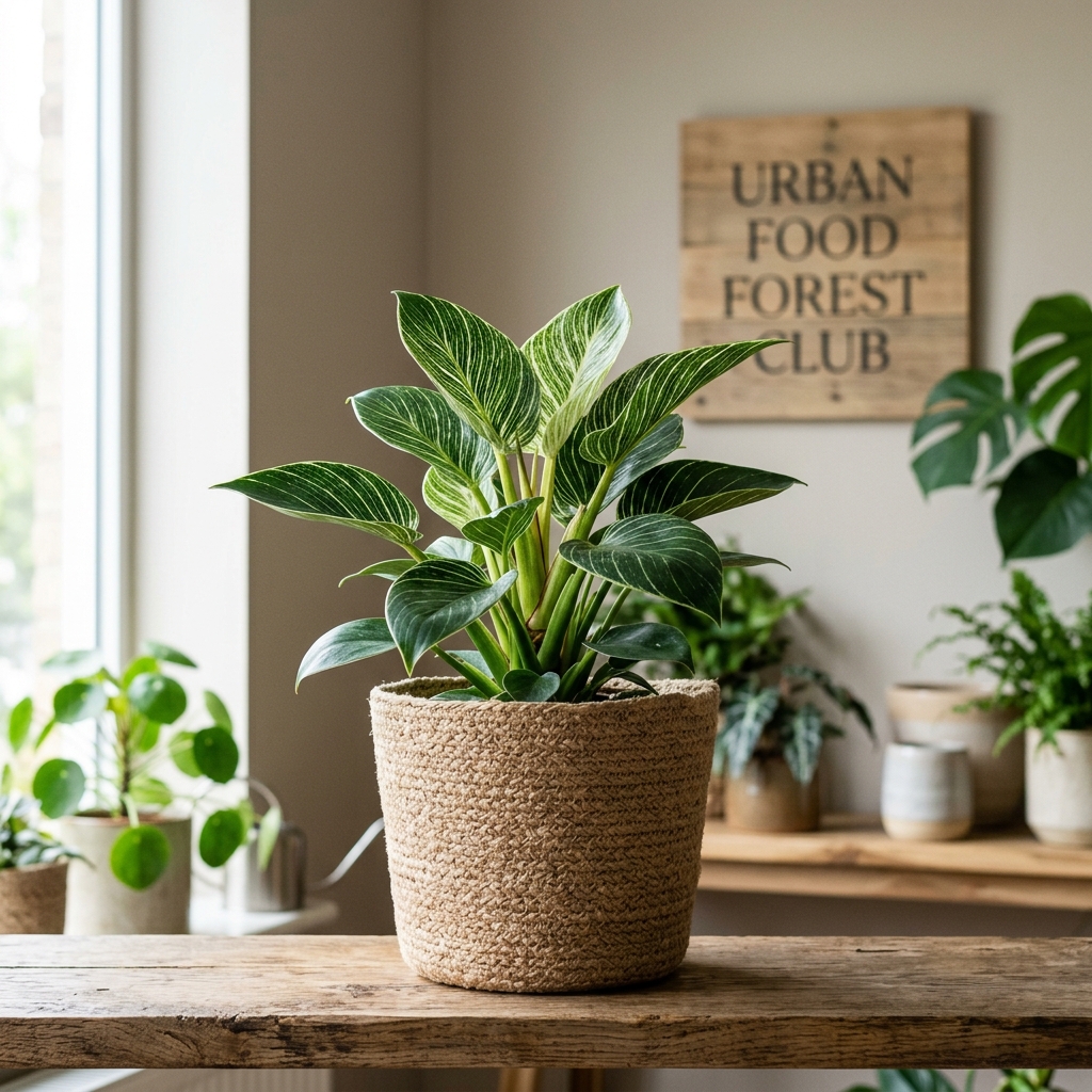 Philodendron Birkin with Jute Basket