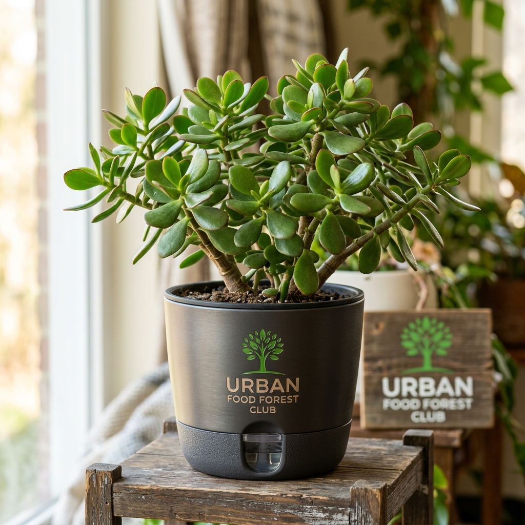 Jade Plant with Self-Watering Pot