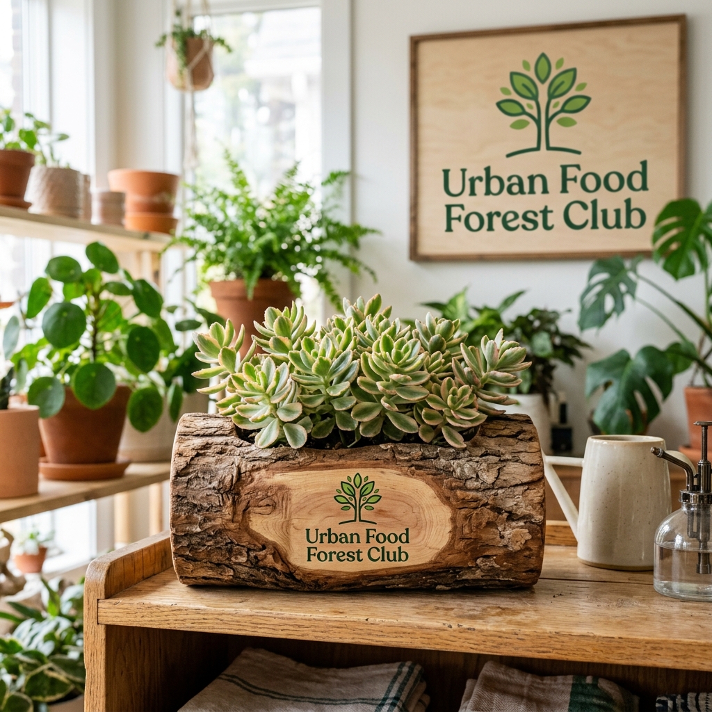 Rare Sedum in Rustic Cedar Wood Log Planter