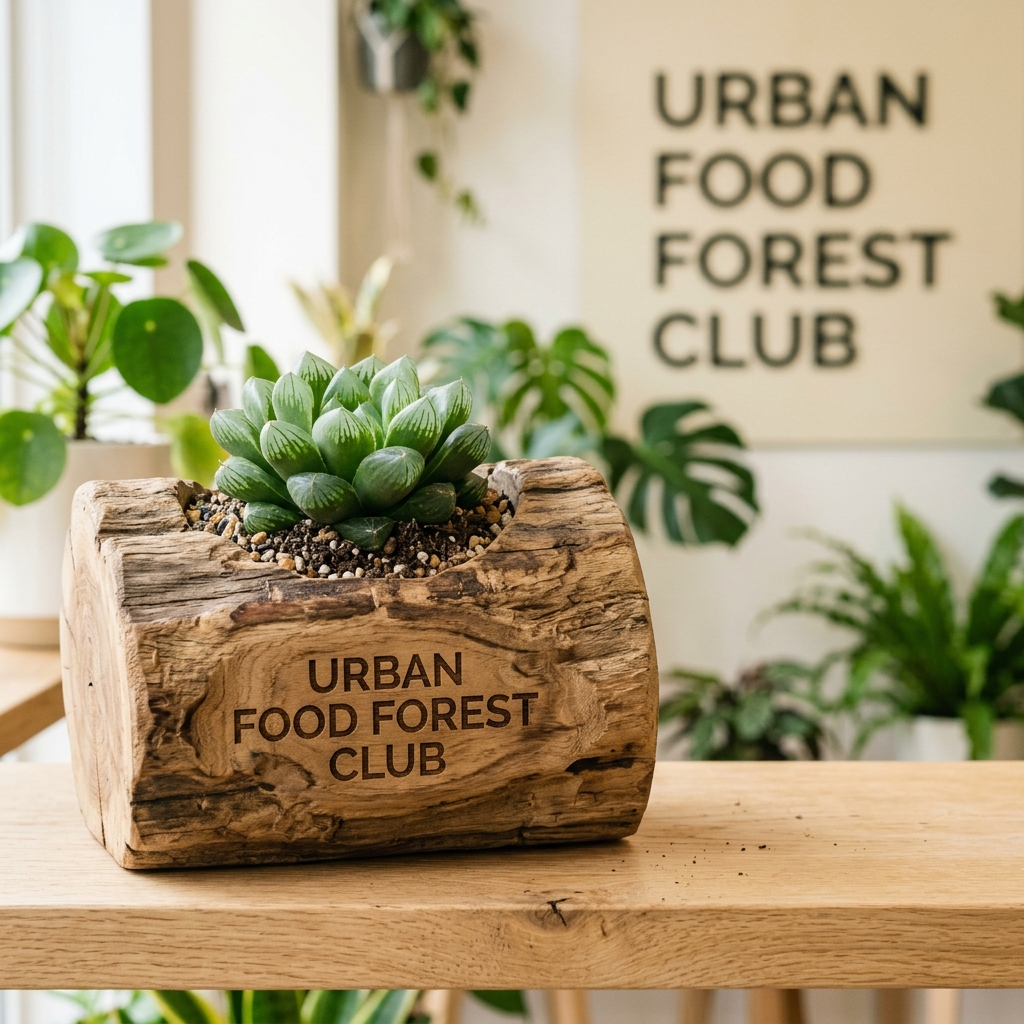 Premium Haworthia in Rustic Teak Wood Log Planter