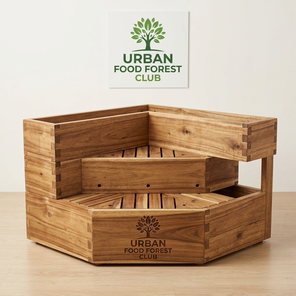 Acacia Wood Corner Step Planter