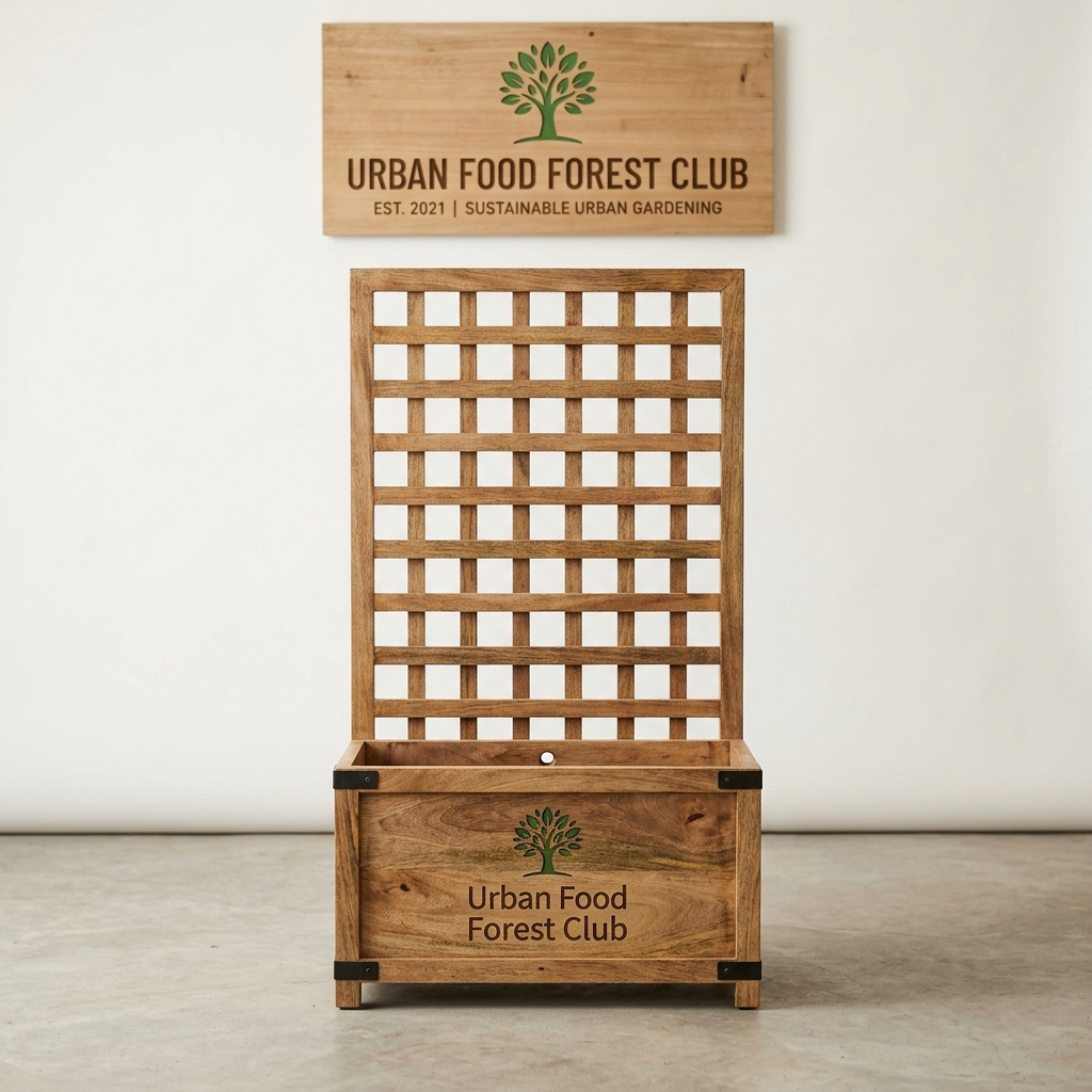 Mango Wood Trellis Integrated Planter
