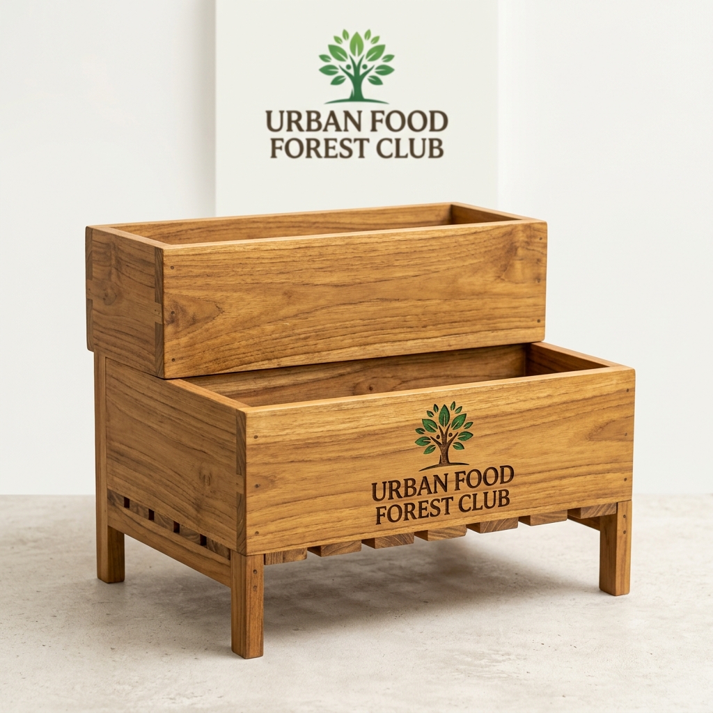 Teak Wood 2-Tier Planter