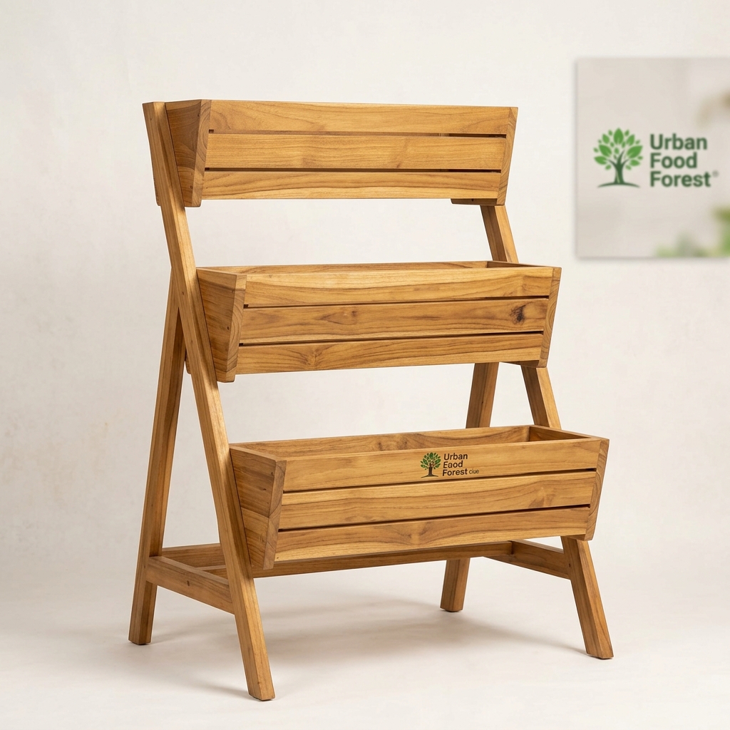 Teak Wood 3-Tier Vertical Planter
