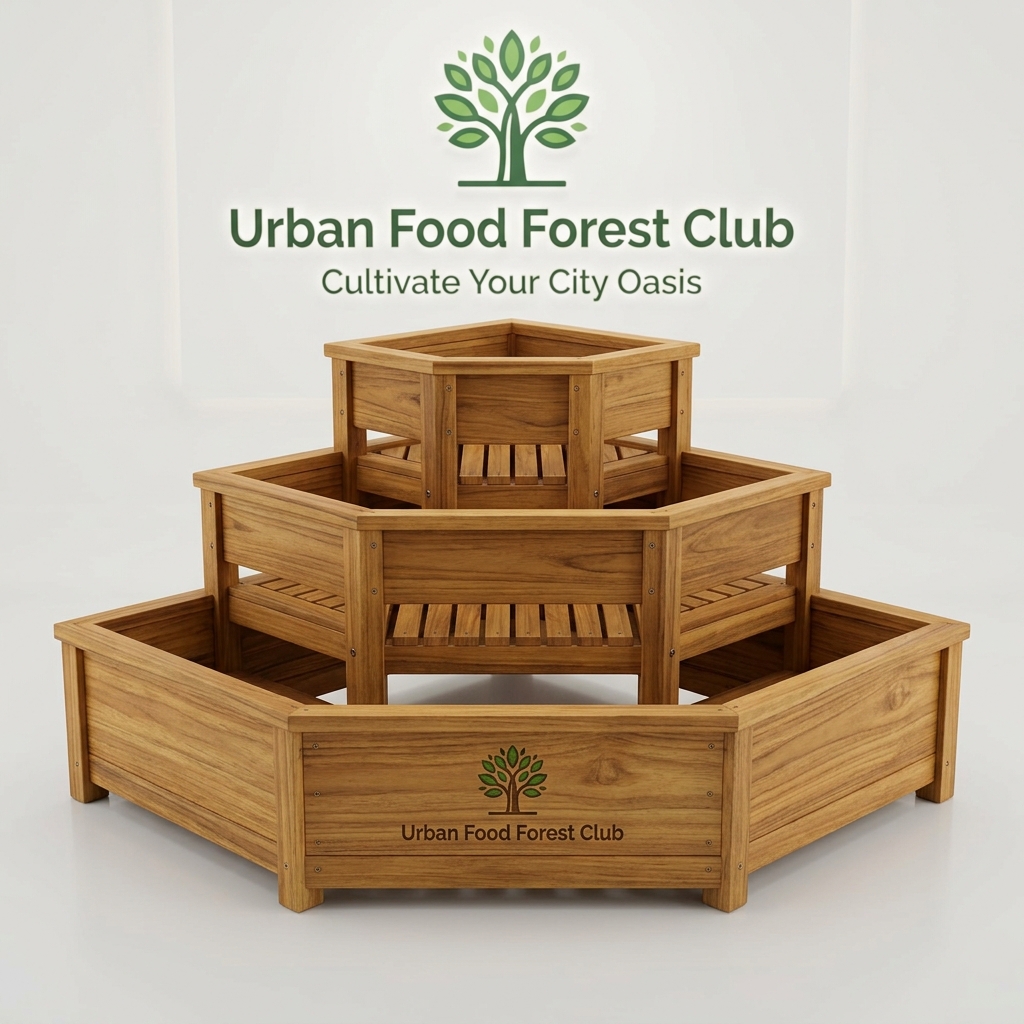Teak Wood Corner Step Planter