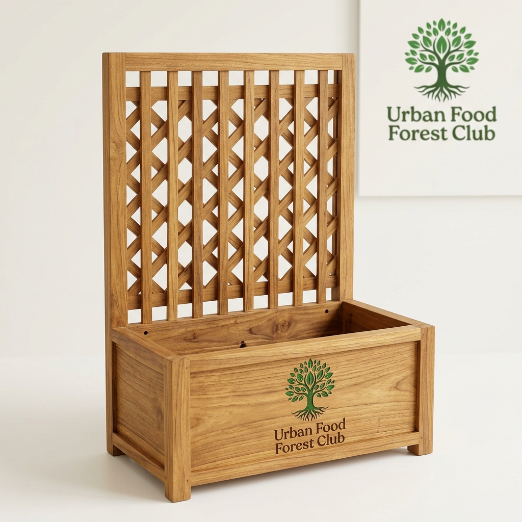 Teak Wood Trellis Integrated Planter