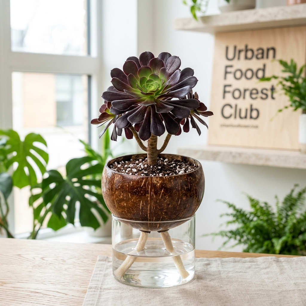Corporate Gifting Bundle: Aeonium arboreum in Coconut Shell