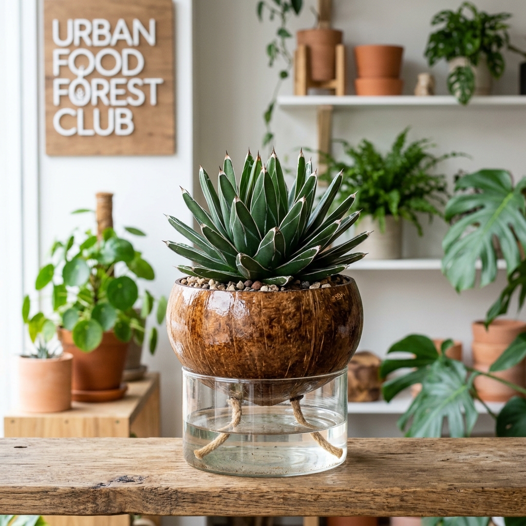 Corporate Gifting Bundle: Agave victoriae reginae in Coconut Shell