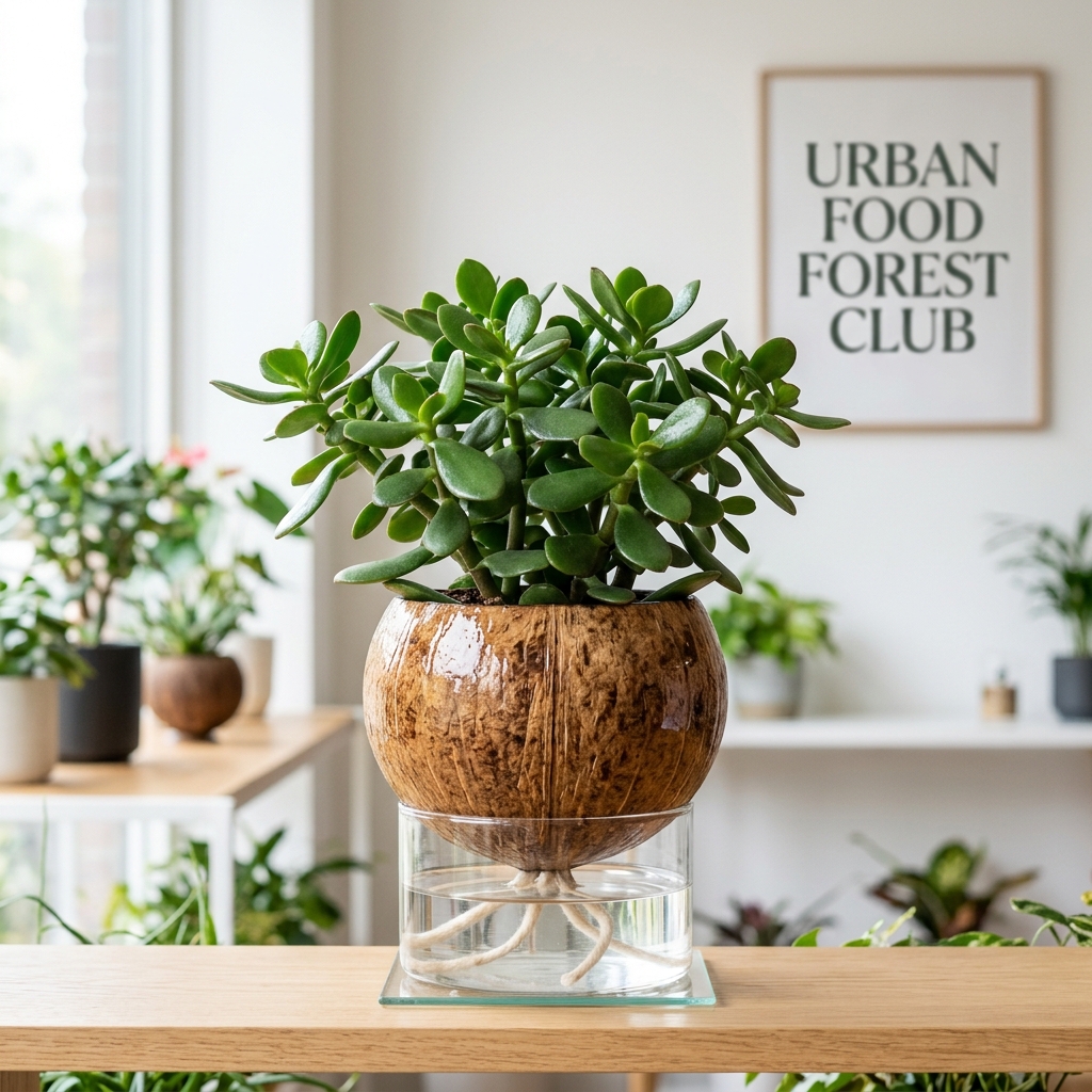 Corporate Gifting Bundle: Crassula ovata in Coconut Shell