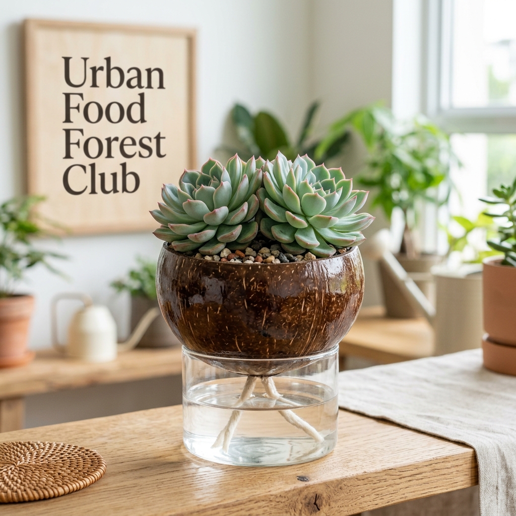 Corporate Gifting Bundle: Echeveria elegans in Coconut Shell