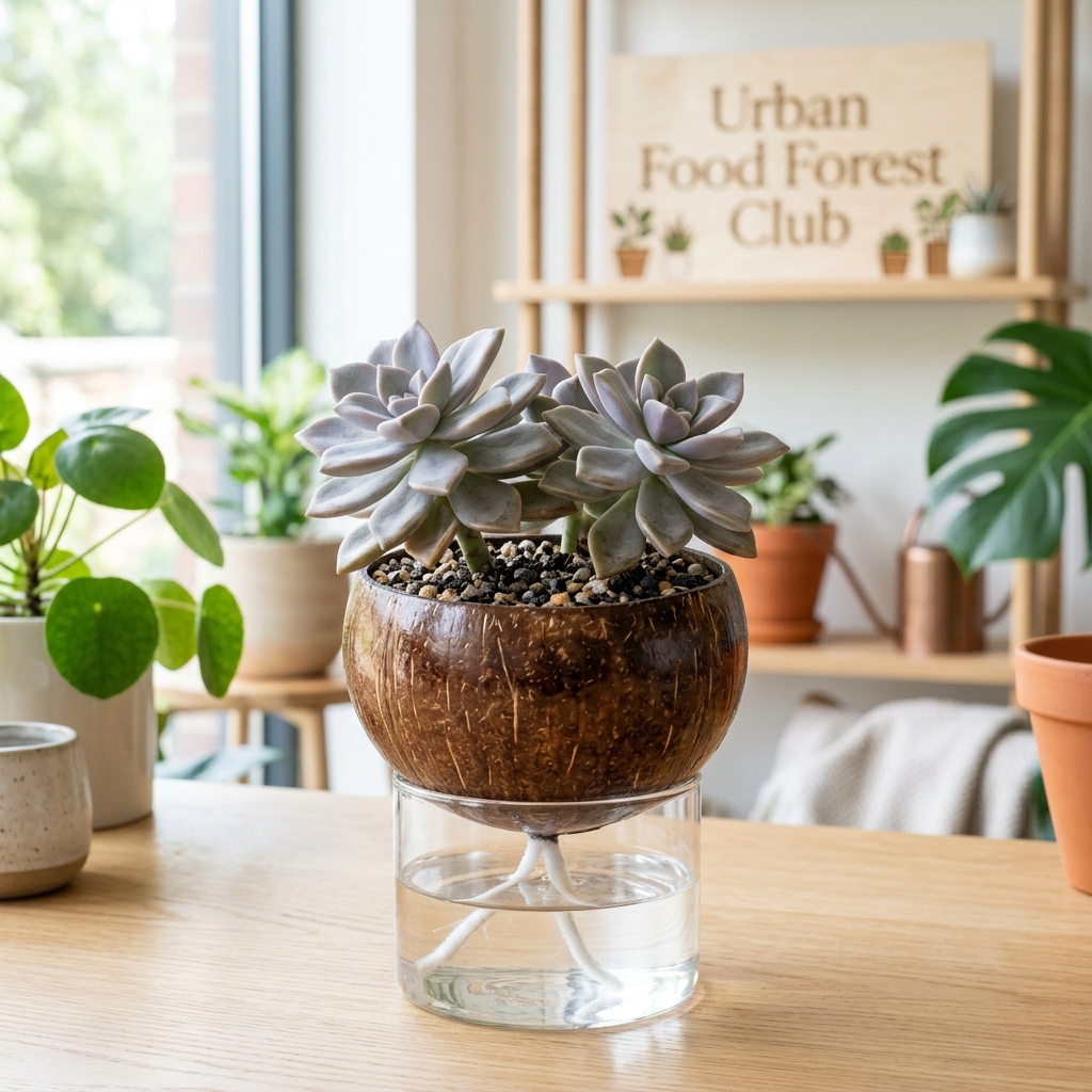 Corporate Gifting Bundle: Graptopetalum paraguayense in Coconut Shell
