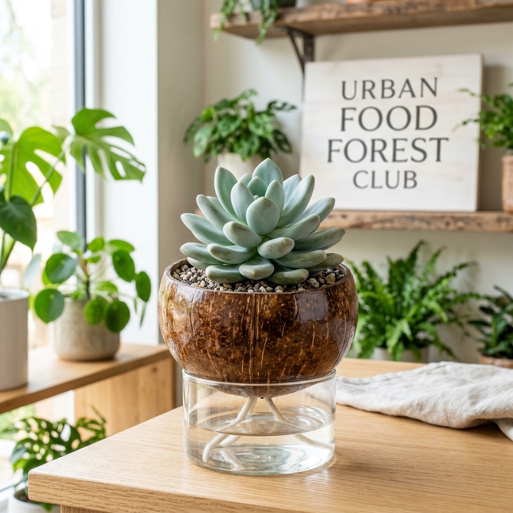 Corporate Gifting Bundle: Pachyphytum oviferum in Coconut Shell